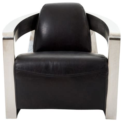 Is a great spin on the modern swivel accent chair. Sinclair Black Leather Mars Metal Club Chair - Modern ...