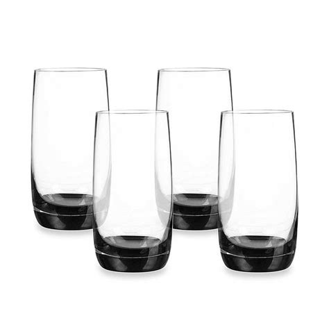 Qualia Ebony Highball Glasses In Clear Black Set Of 4 Bed Bath And Beyond Black Drinking