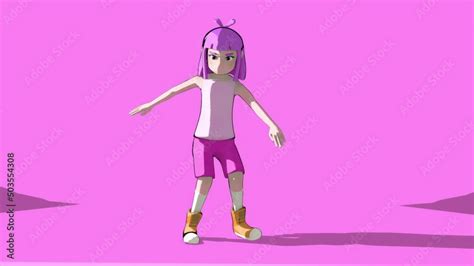 illustrated cartoon anime girl dancing 4k animation pink background 素材庫影片 adobe stock