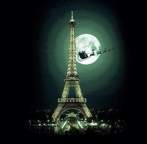 Santa Flying Over The Eiffel Tower Christmas In Paris Tour Eiffel
