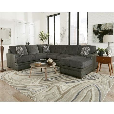 Sofatrendz Danity Charcoal Sectional Grey Faux Leather Sectional