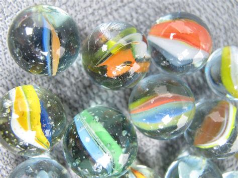 Vintage Collection Of 18 Glass Marbles Lovely Small Clear Etsy
