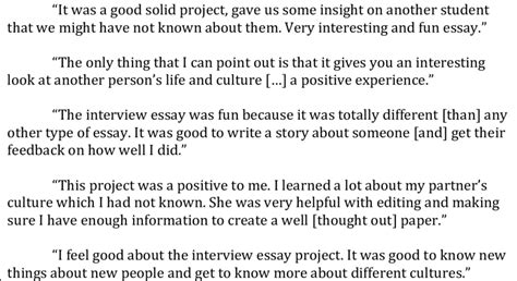 Sample Student Reflections On Interview Essay Fall 2011 Download