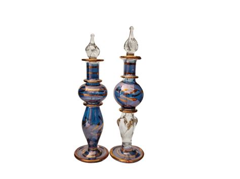 Vintage Egyptian Blown Glass Miniature Perfume Bottles Set Of 5