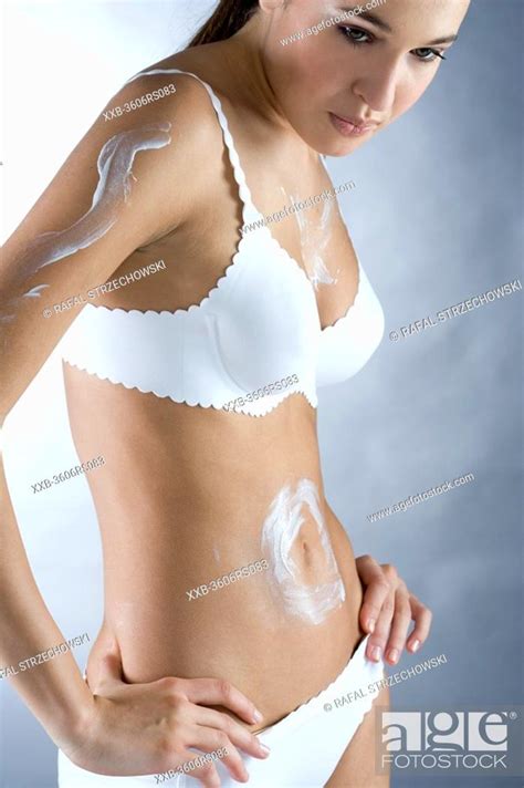 Babe Woman Creaming Belly Stock Photo Picture And Royalty Free Image Pic XXB RS