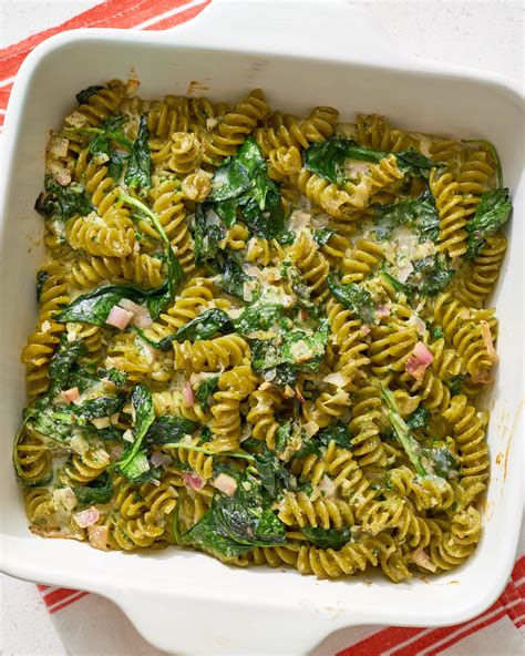 Double Spinach Pasta Casserole With Pesto And Cheese Kitchn