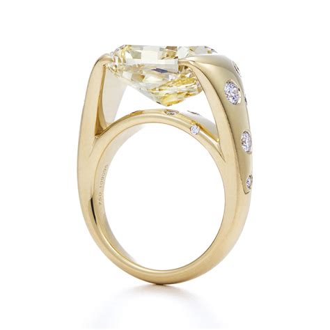 Yellow Cushion Cut Diamond Engagement Ring Set East West In A Semi