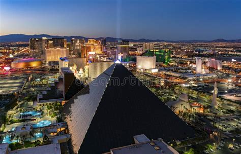 Night Aerial View Of The Las Vegas Strip Cityscape Editorial Stock