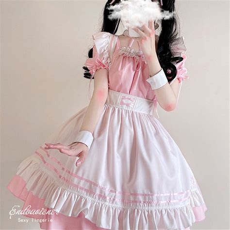 pink maid costume sexy maid cosplay costume maid outfit etsy uk