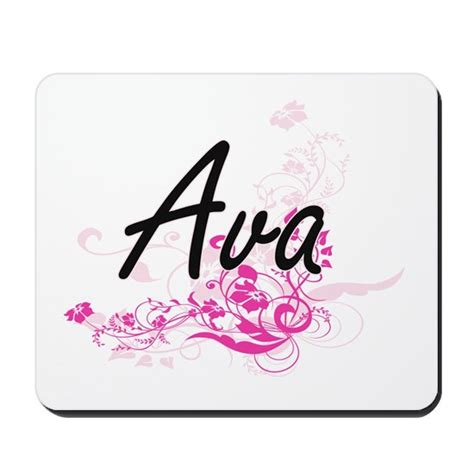 Ava Artistic Name Design With Flowers Mousepad By Johnny Rico Cafepress