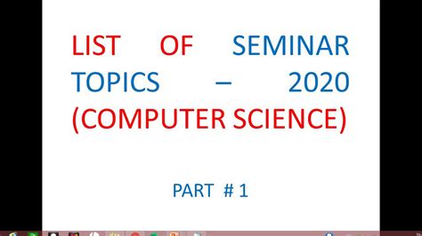 I took topics from section «innovation & tech» as tags and parsed data by each day. Latest Seminar Topics for Computer Science for 2020 - YouTube