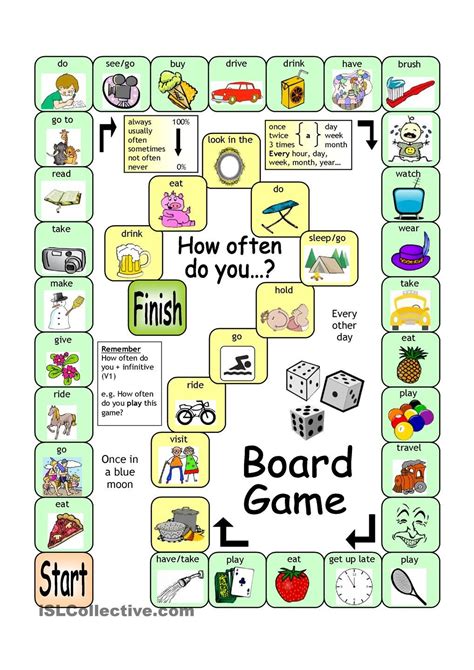 Esl Board Game How Often Do You Board Games Present Simple