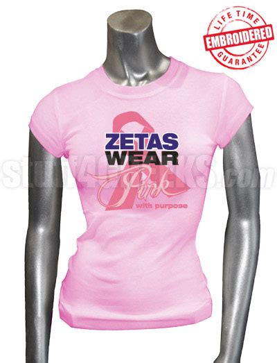 Zeta Phi Beta Pink Ribbon Breast Cancer Awareness T Shirt Pink