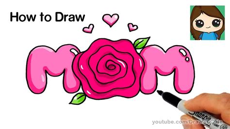 I've gathered some awesome resources that. How to Draw Mom Bubble Letters with a Rose Super Easy | Mom drawing, Roses drawing, Flower drawing
