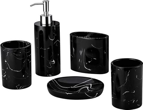 5 Piece Bathroom Accessories Set Made Of Marble Resin