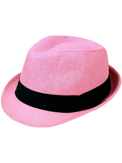 Beach Sun Hats Men Women Summer Straw Fedora Hat Light Pink Lxl