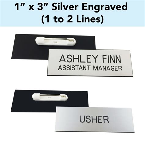 Custom Engraved Silver 1 X 3 Name Badge Tag With Etsy