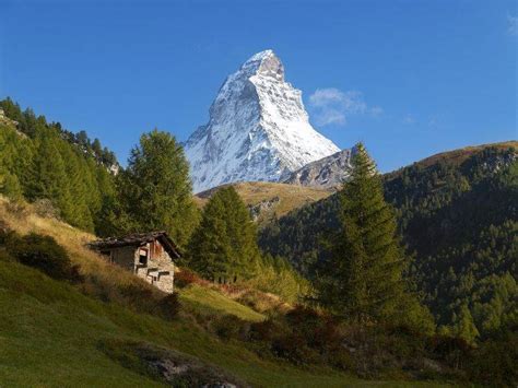 Matterhorn Alps Mountain Nature Landscape Trees
