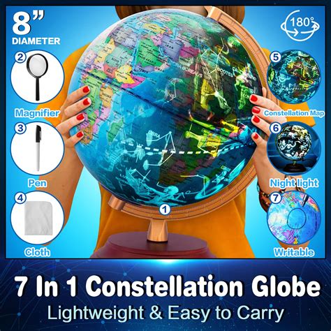 Ttktk Illuminated World Globedia 8 Inch For Kids With Wooden Stand 7
