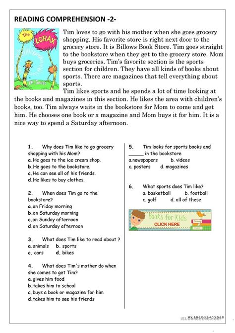 You can't read every single line of the reading passages and then answer the questions as time will. Reading Comprehension for beginner and Elementary Students ...