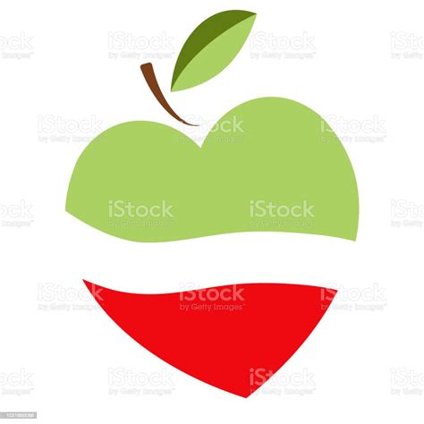 Heart Shaped Apple Vector Logo Label Emblem Design Stock Illustration