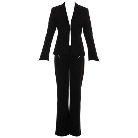 Gianni Versace Black Wool Pant Suit With Mesh Inserts Ss 1998 At 1stdibs