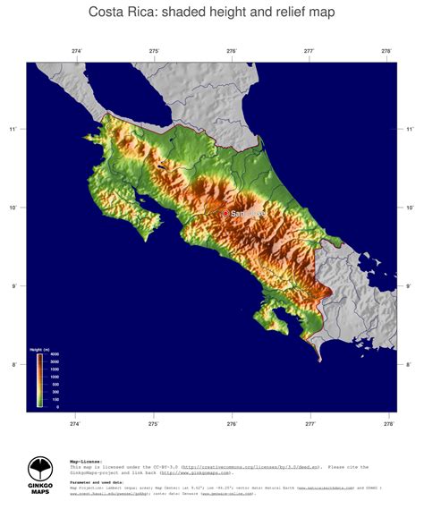 Commercial use prohibited without prior the majority of costa rica vacations stay on page one of the map which includes the central pacific coast from dominical north to manuel antonio and. Map Costa Rica; GinkgoMaps continent: South America ...