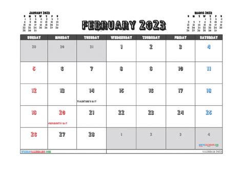 Free Printable February 2023 Calendars Pdf In Landscape