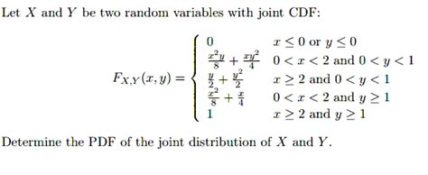solved let x and y be two random variables with joint cdf