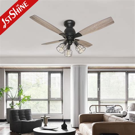 Farmhouse Vintage Style Remote Ceiling Fan 220v With 4 Mdf Blades