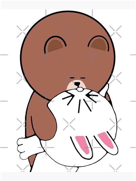 Cute Brown Bear Cony Bunny Rabbit The Kiss Poster For Sale By