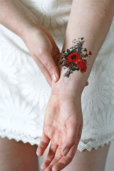 Floral Vintage Temporary Tattoo Floral Temporary Tattoo