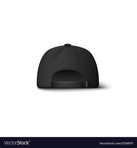 realistic black baseball cap mockup from back view