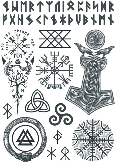 Viking Tattoo Set 2 Norse Tattoos Viking Temporary Tattoo Etsy Sweden