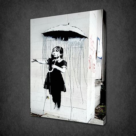 Banksy Umbrella Girl Canvas Wall Art Pictures Prints Variety Of Sizes