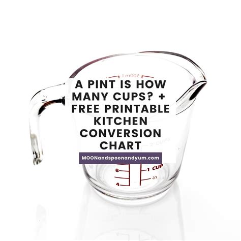 How Many Cups In A Pint Free Printable Chart