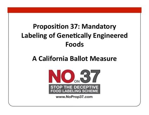 Proposition 37 Mandatory Labeling Of Genetically Engineered Foods