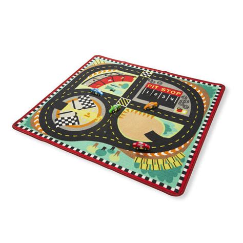 Melissa And Doug Activity Rug Round The Speedway Race Track With 4