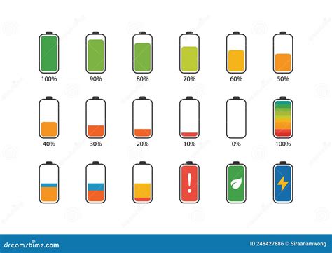 Battery Percentage Icon Set Stock Vector Illustration Of Interface