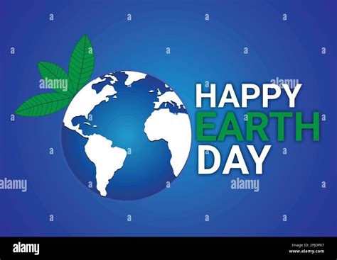 Vector Illustration Of Background For Happy Earth Day With Green Leaf