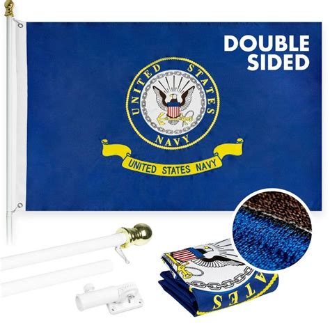 g128 5 feet tangle free spinning flagpole white us navy seal flag double sided brass grommets