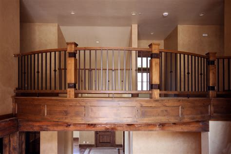 Wood Railing With Wrought Iron Balusters Traditional Staircase