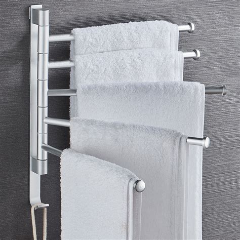 Bathroom Swivel Towel Rack Wall Mounted Heavy Duty Towel Shelf Towel