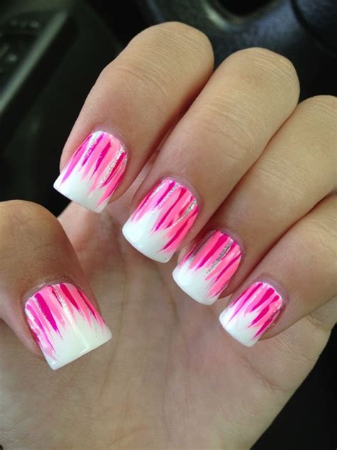 beautiful pink  white nails designs ideas