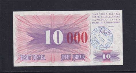 Bosnien Herzegowina 10000 Dinara 1993 GEM UNC MA Shops