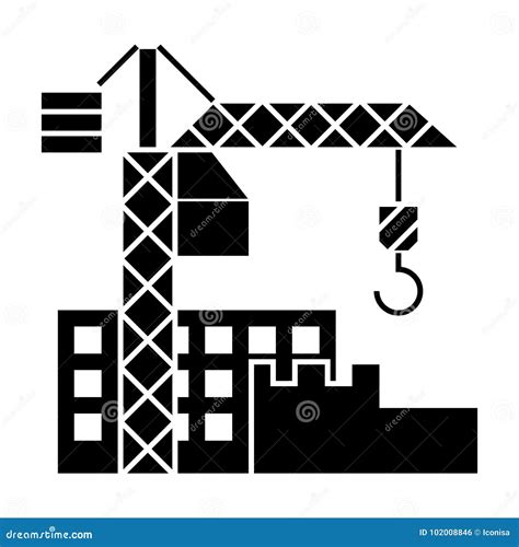 Construction Buildings Icon Vector Illustration Black Sign On