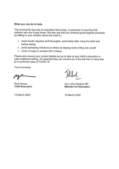 Coronavirus COVID-19 - 18 March 2020 Letter from Dept for