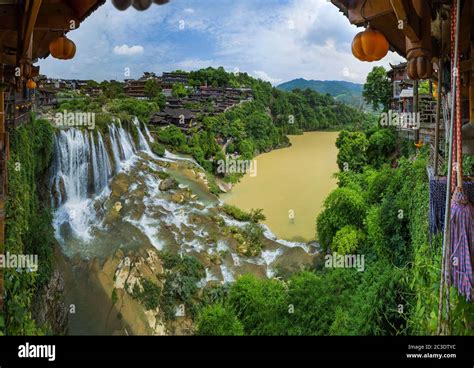 Furong Ancient Village And Waterfall Hunan China Stock Photo Alamy