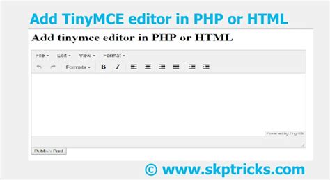 Add TinyMCE Editor In PHP Or HTML SKPTRICKS