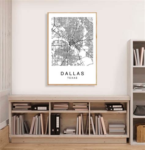 Dallas Map Print Dallas Map Printable Art Wall Art Dallas Etsy